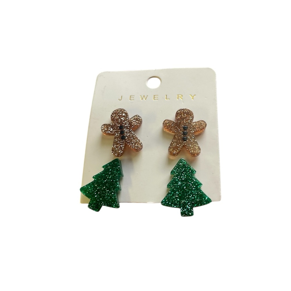Sparkling Gingerbread and Tree Earrings